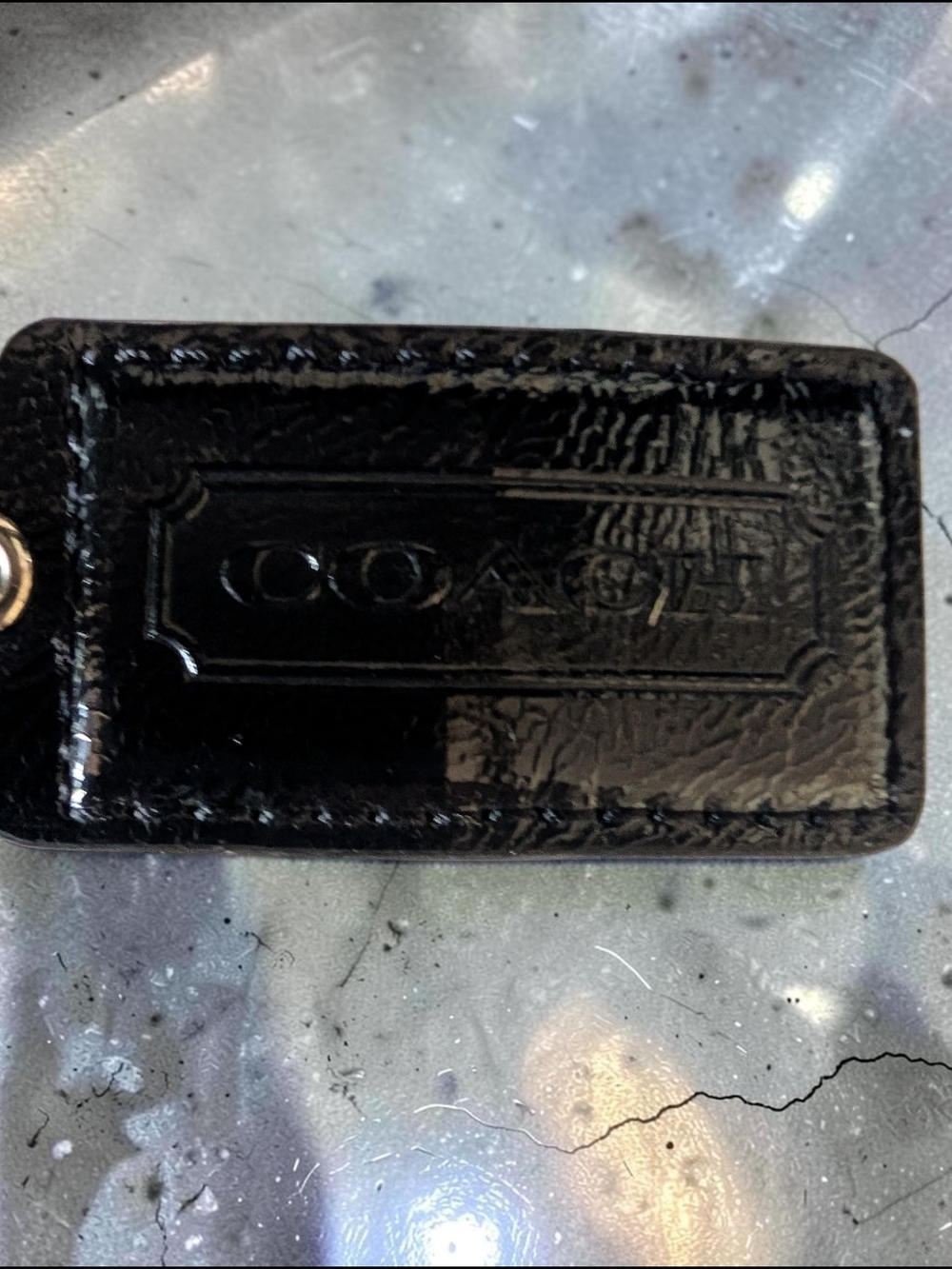 Coach 2.25" Black Patent Leather Hangtag